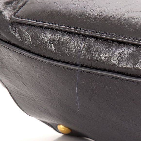 Prada Front Pocket Wing Convertible Tote Glazed Leather Black - Picture 9 of 10